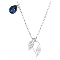 Symbolica necklace, Wings, Blue, Rhodium plated by SWAROVSKI