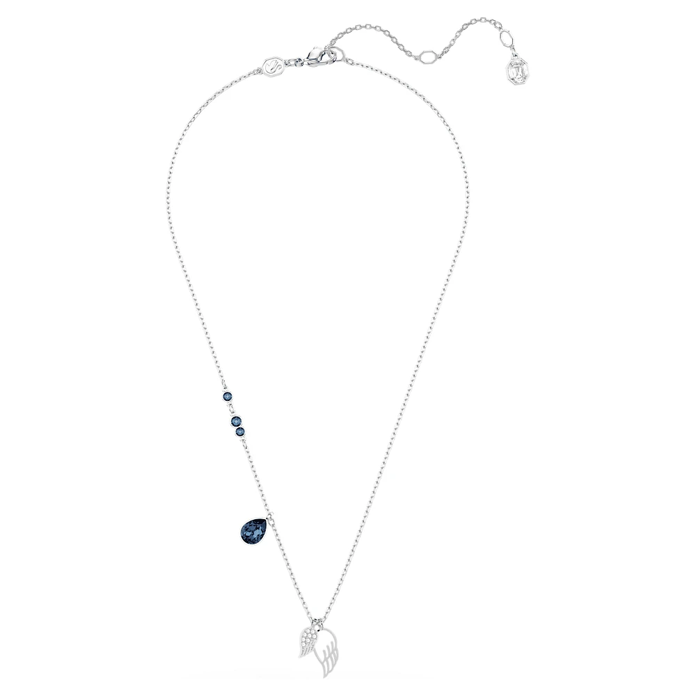 Symbolica necklace, Wings, Blue, Rhodium plated by SWAROVSKI