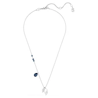 Symbolica necklace, Wings, Blue, Rhodium plated by SWAROVSKI