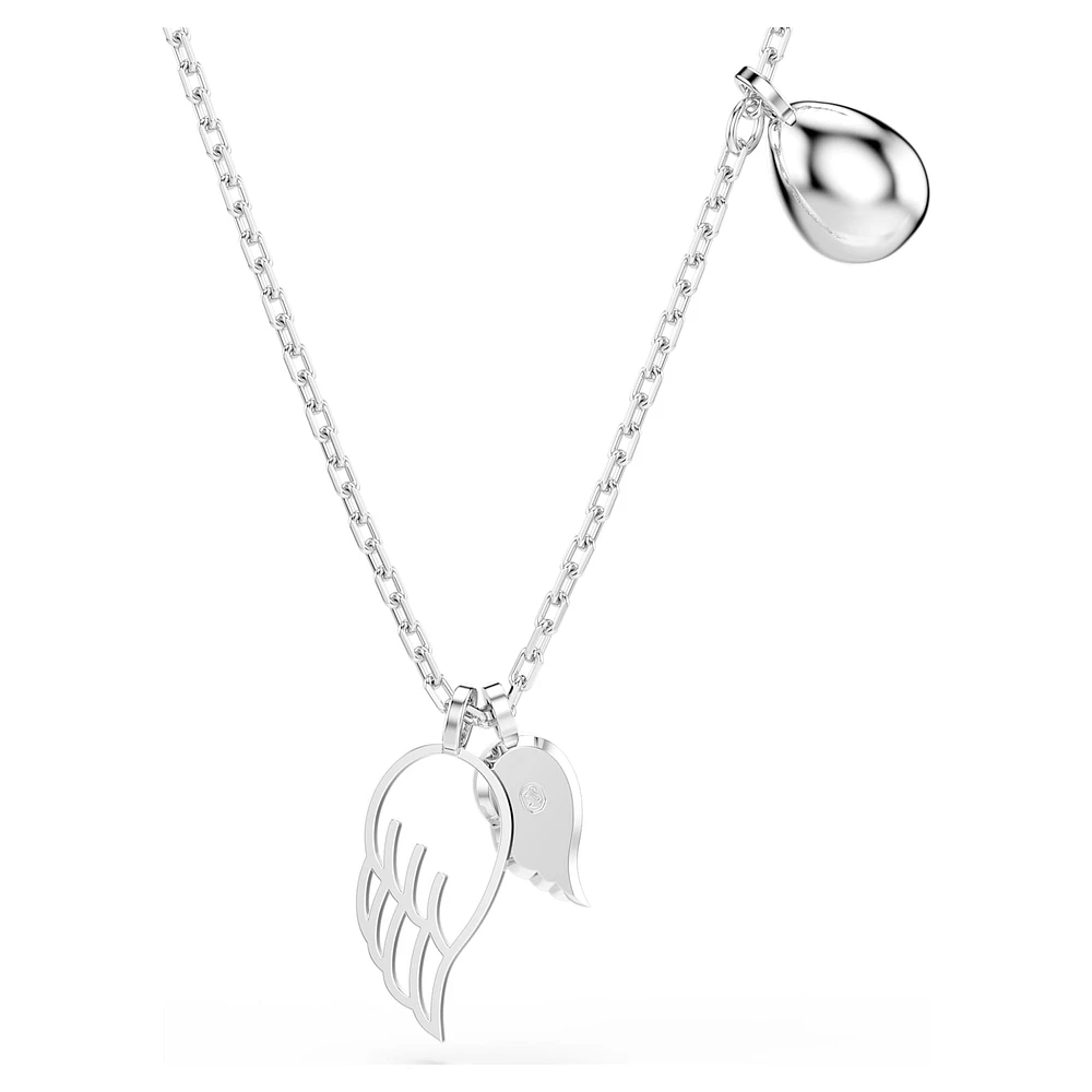 Symbolica necklace, Wings, Blue, Rhodium plated by SWAROVSKI