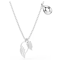 Symbolica necklace, Wings, Blue, Rhodium plated by SWAROVSKI