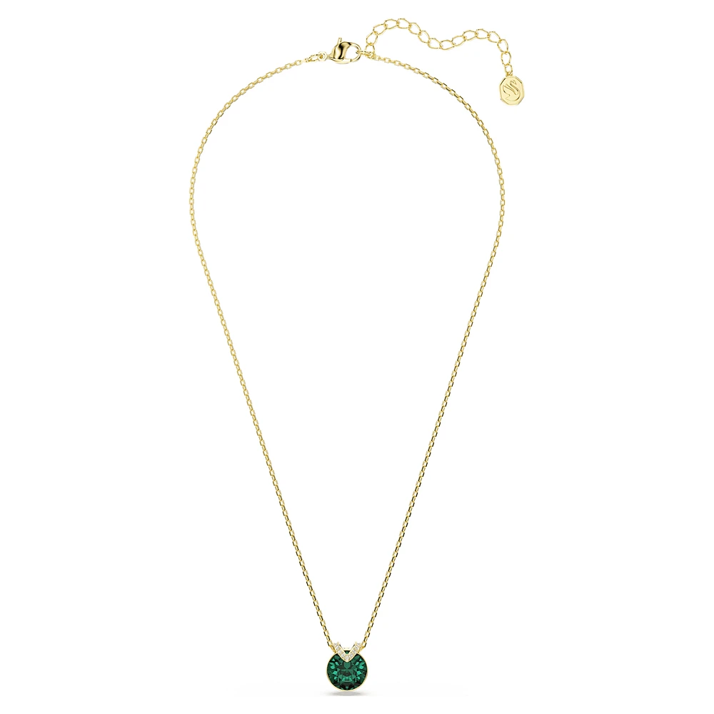 Bella V pendant, Round cut, Green, Gold-tone plated by SWAROVSKI