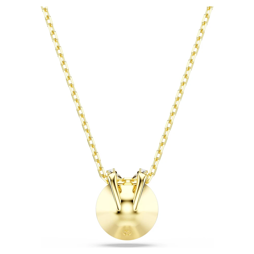 Bella V pendant, Round cut, Green, Gold-tone plated by SWAROVSKI