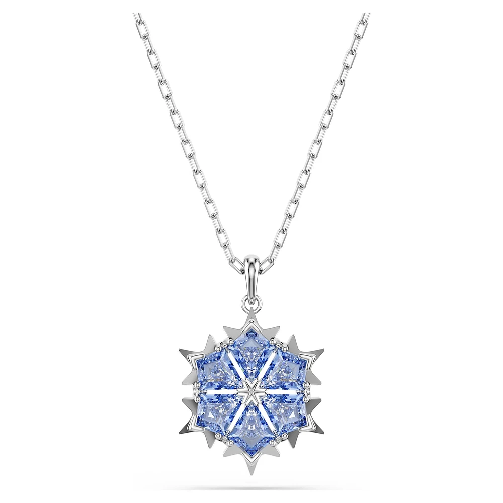 Magic pendant, Snowflake, Blue, Rhodium plated by SWAROVSKI