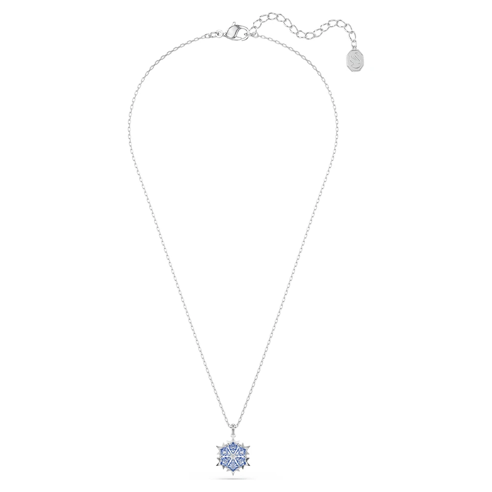 Magic pendant, Snowflake, Blue, Rhodium plated by SWAROVSKI