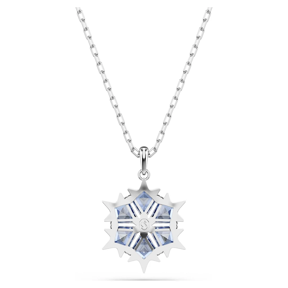 Magic pendant, Snowflake, Blue, Rhodium plated by SWAROVSKI
