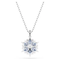 Magic pendant, Snowflake, Blue, Rhodium plated by SWAROVSKI