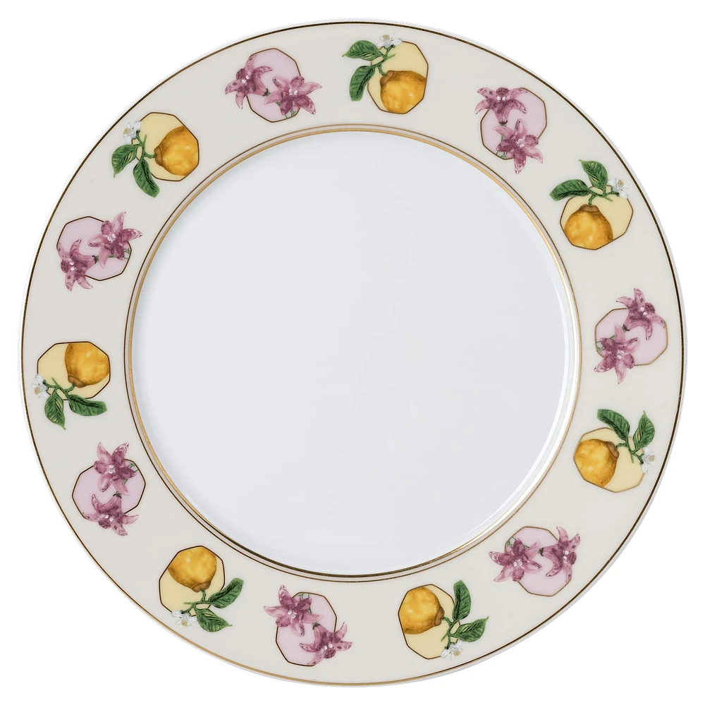 Idyllia dessert plate, Porcelain, Crystal print motif, lily citron, Multicoloured by SWAROVSKI