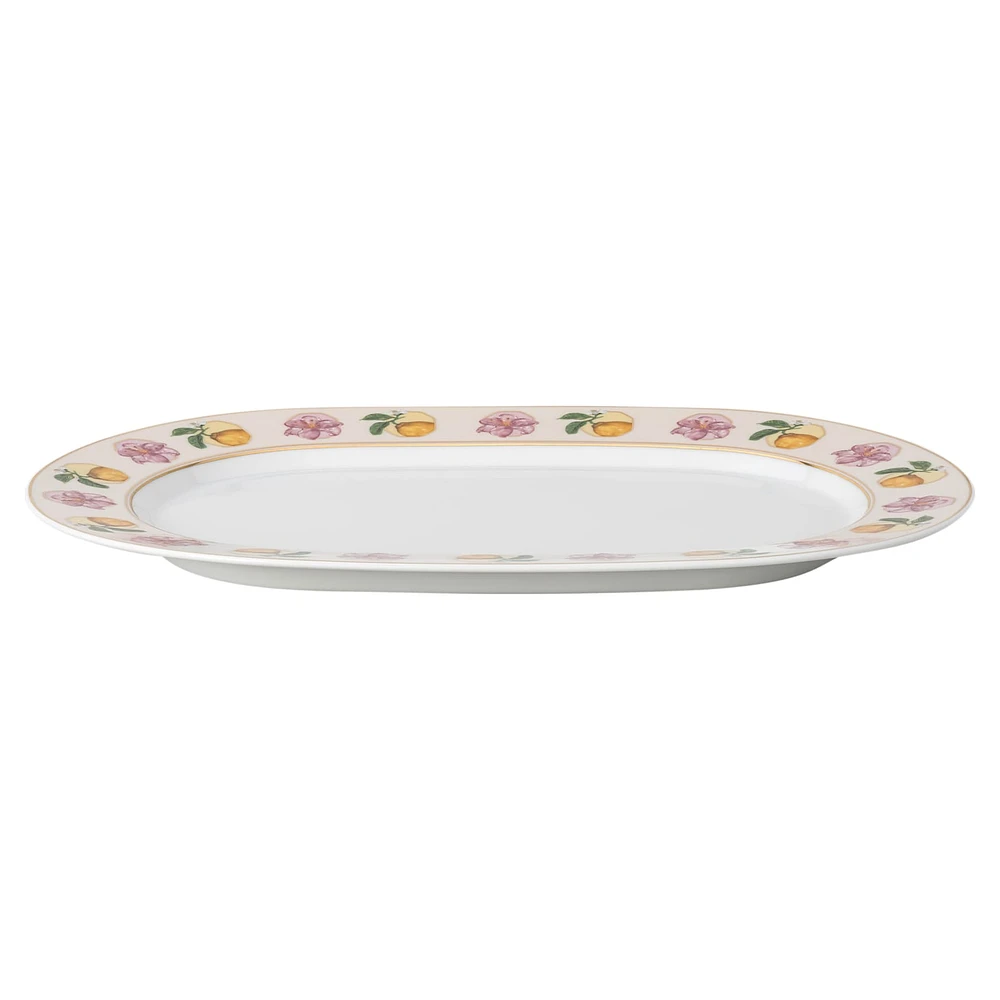 Idyllia platter, Porcelain, Crystal print motif, lily citron, Small, Multicoloured by SWAROVSKI