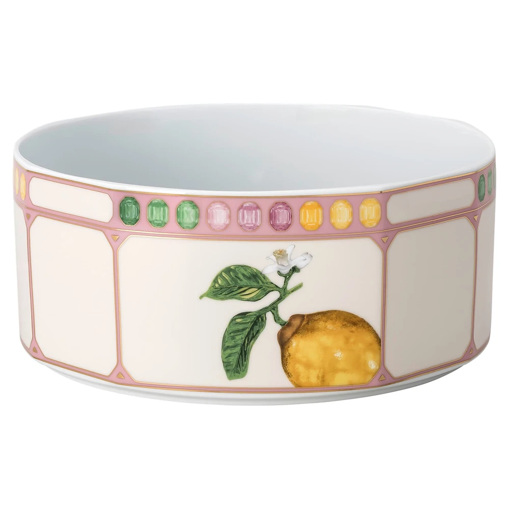 Idyllia bowl, Porcelain, Crystal print motif, citron, Large, Multicoloured by SWAROVSKI