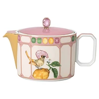 Idyllia teapot, Porcelain, Crystal print motif, flycatcher, Small, Multicoloured by SWAROVSKI