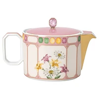 Idyllia teapot, Porcelain, Crystal print motif, flycatcher, Small, Multicoloured by SWAROVSKI