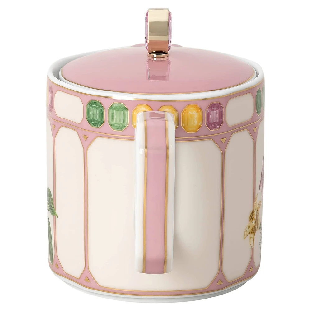 Idyllia teapot, Porcelain, Crystal print motif, flycatcher, Small, Multicoloured by SWAROVSKI