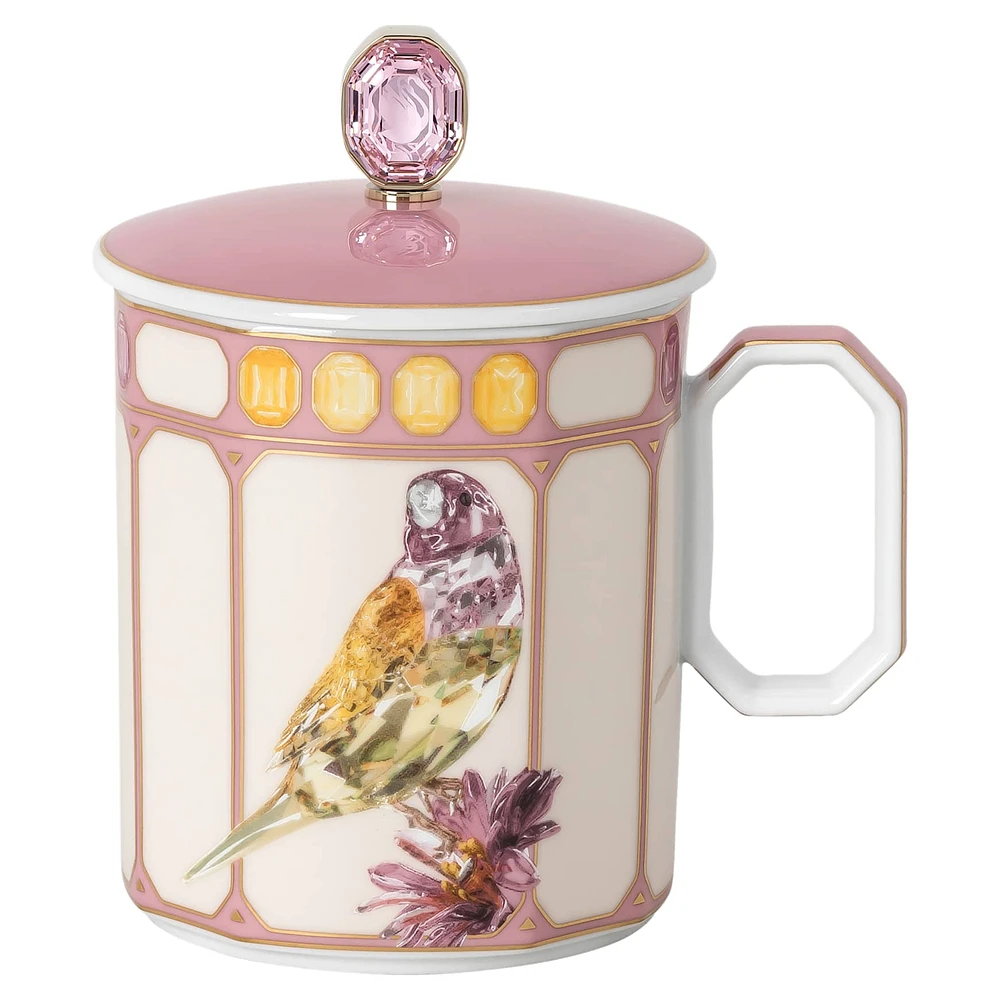 Idyllia mug, Porcelain, Crystal print motif, finch