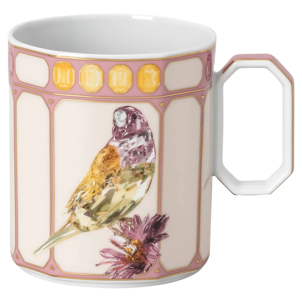 Idyllia mug, Porcelain, Crystal print motif, finch