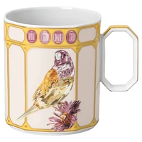 Idyllia mug, Porcelain, Crystal print motif, finch, Yellow by SWAROVSKI