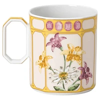 Idyllia mug, Porcelain, Crystal print motif, finch, Yellow by SWAROVSKI