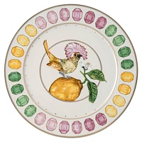 Idyllia service plate, Porcelain, Crystal print motif, flycatcher, Multicoloured by SWAROVSKI