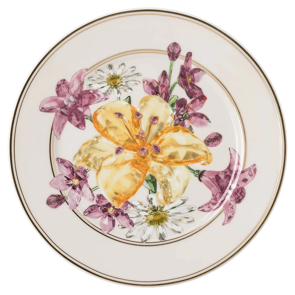 Idyllia bread plate, Porcelain, Crystal print motif, bouquet, Multicoloured by SWAROVSKI