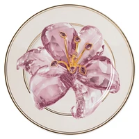 Idyllia bread plate, Porcelain, Crystal print motif, lily, Purple by SWAROVSKI
