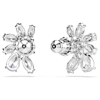 Mesmera stud earrings, Mixed cuts, Flower, White, Rhodium plated by SWAROVSKI
