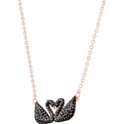 Swarovski Iconic Swan necklace, Swan, Black, Rose gold-tone plated