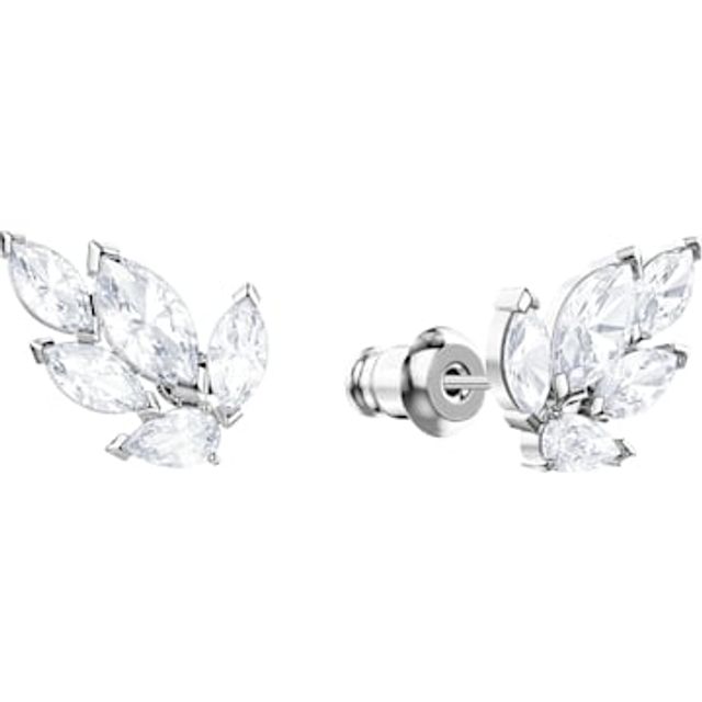 5446025 Swarovski Louison Stud Pierced Earrings, White, Rhodium plating