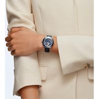 Swarovski Octea Lux watch, Moon, Leather strap, Blue, Stainless steel