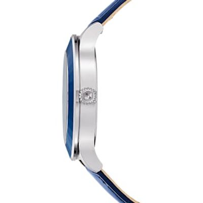 Swarovski Octea Lux watch, Moon, Leather strap, Blue, Stainless steel