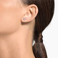 Swarovski Attract stud earrings, Round, Small, White, Rhodium plated