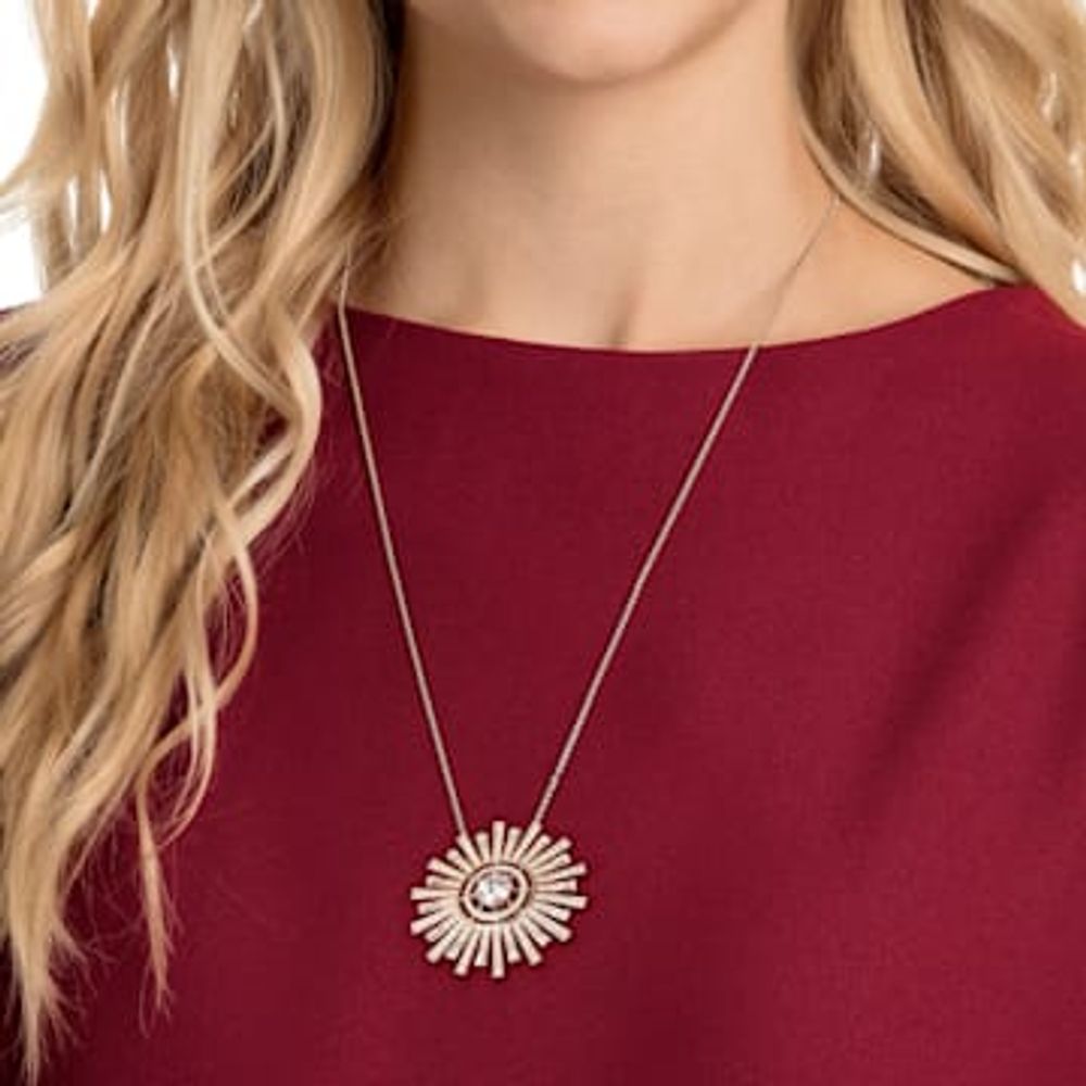 Swarovski Sunshine Necklace, White, Rose-gold tone plated