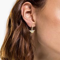 Swarovski Fit Wonder Woman hoop earrings, Wing, Gold tone, Mixed metal finish