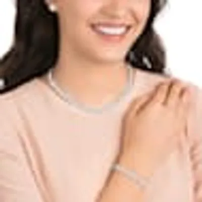 Angelic set, Round cut, White, Rhodium plated by SWAROVSKI
