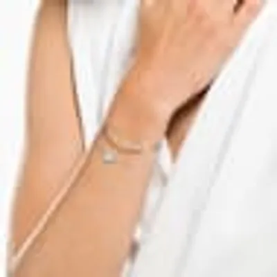 Ginger bangle, White, Rhodium plated by SWAROVSKI