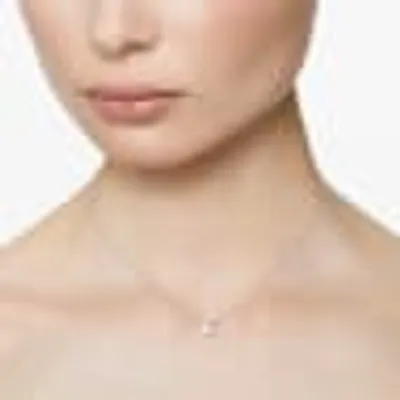 Attract necklace, Square cut, White, Rhodium plated by SWAROVSKI