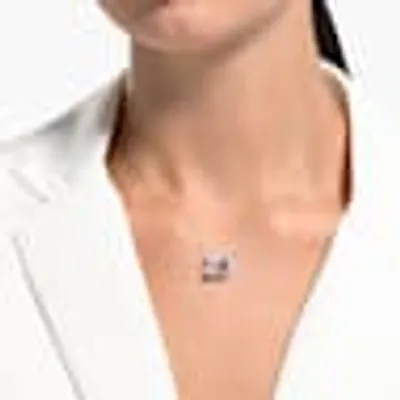 Dancing Swan necklace, Swan, Blue, Rhodium plated by SWAROVSKI