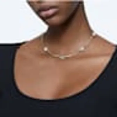 Constella choker, Round cut, White, Shiny gold-tone plated by SWAROVSKI