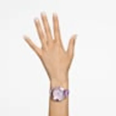 Octea Lux Chrono watch, Swiss Made, Leather strap, Purple, Rose gold-tone finish by SWAROVSKI