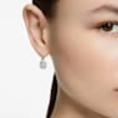 Millenia drop earrings, Octagon cut, White, Rhodium plated by SWAROVSKI