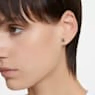 Stilla stud earrings, Triangle cut, Grey, Ruthenium plated by SWAROVSKI