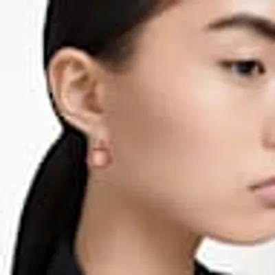 Alea drop earrings, Red, Rose gold-tone plated by SWAROVSKI