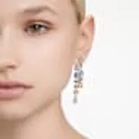 Gema drop earrings, Asymmetrical design, Mixed cuts, Long, Multicoloured, Rhodium plated by SWAROVSKI