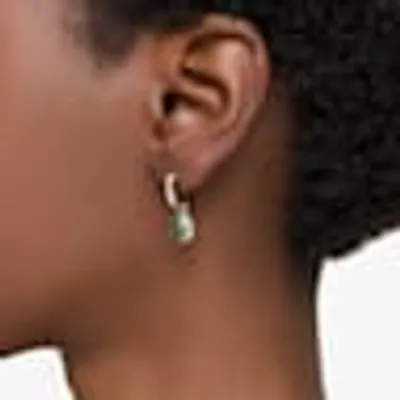 Stilla drop earrings, Pear cut, Green, Gold-tone plated by SWAROVSKI
