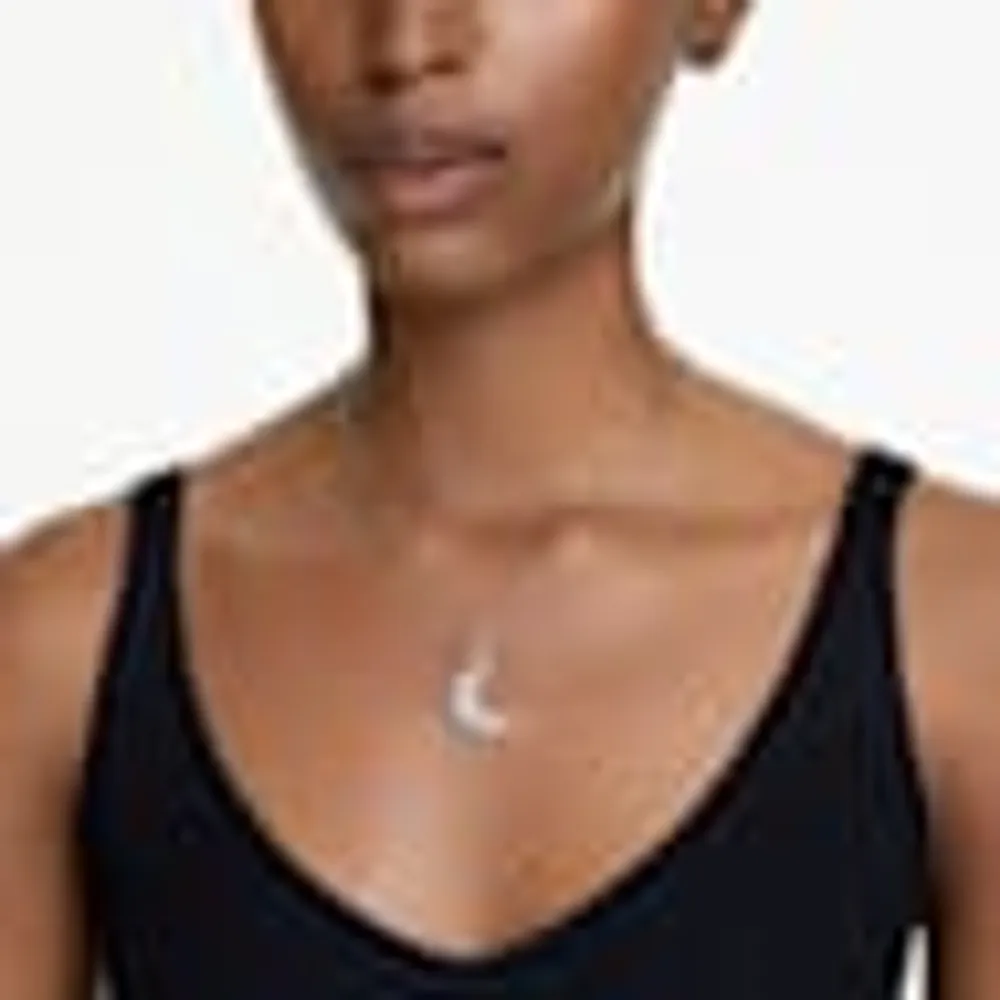 Luna pendant, Moon, White, Rhodium plated by SWAROVSKI