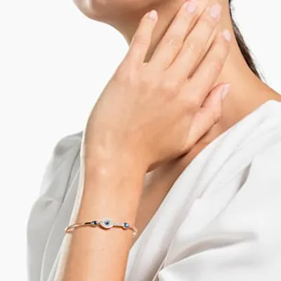 Swarovski Symbolic bangle, Evil eye, Blue, Mixed metal finish by SWAROVSKI
