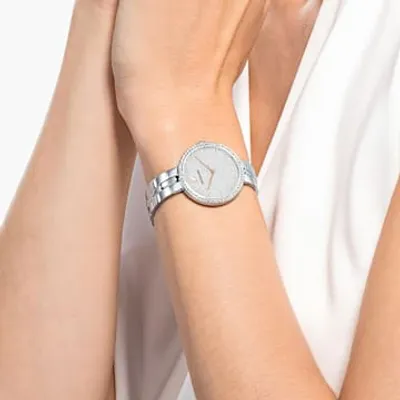 Cosmopolitan watch, Swiss Made, Metal bracelet, Silver tone, Stainless steel by SWAROVSKI