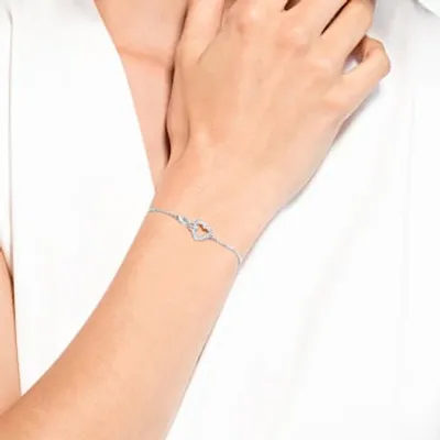 Swarovski Infinity bracelet, Infinity and heart, White, Rhodium plated by SWAROVSKI