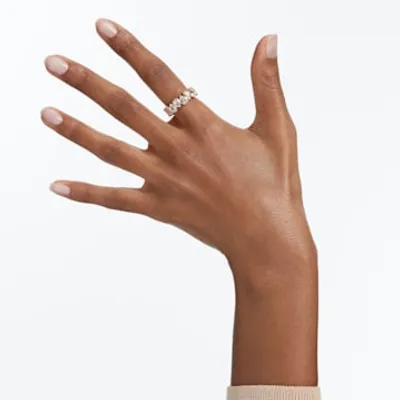 Vittore ring, Drop cut, White, Rose gold-tone plated by SWAROVSKI