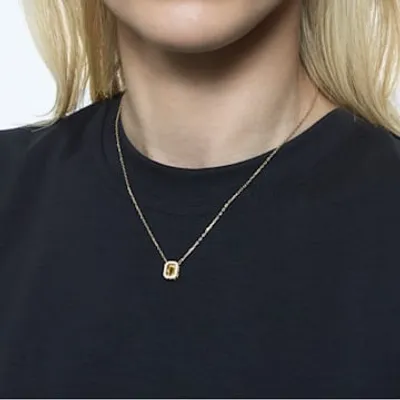 Millenia necklace, Octagon cut, Yellow, Gold-tone plated by SWAROVSKI