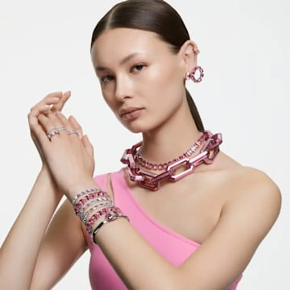 Millenia bracelet, Octagon cut, Pink, Rhodium plated by SWAROVSKI